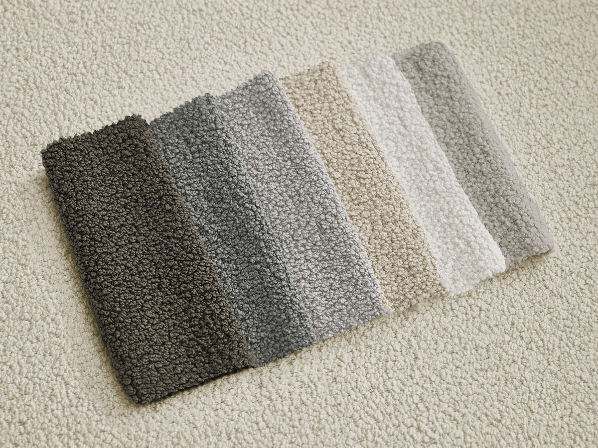 Pouf rond avec plateau HAYDEN tissu bouclette