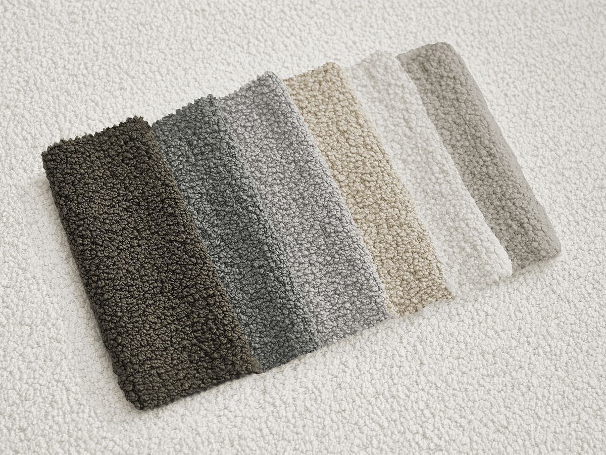 Pouf rond avec plateau HAYDEN tissu bouclette