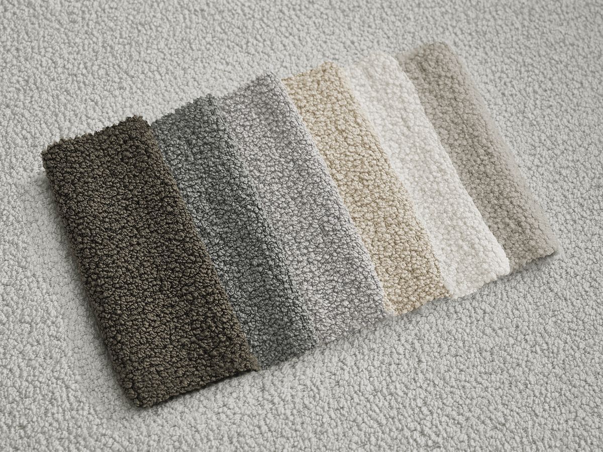 Pouf rond avec plateau HAYDEN tissu bouclette