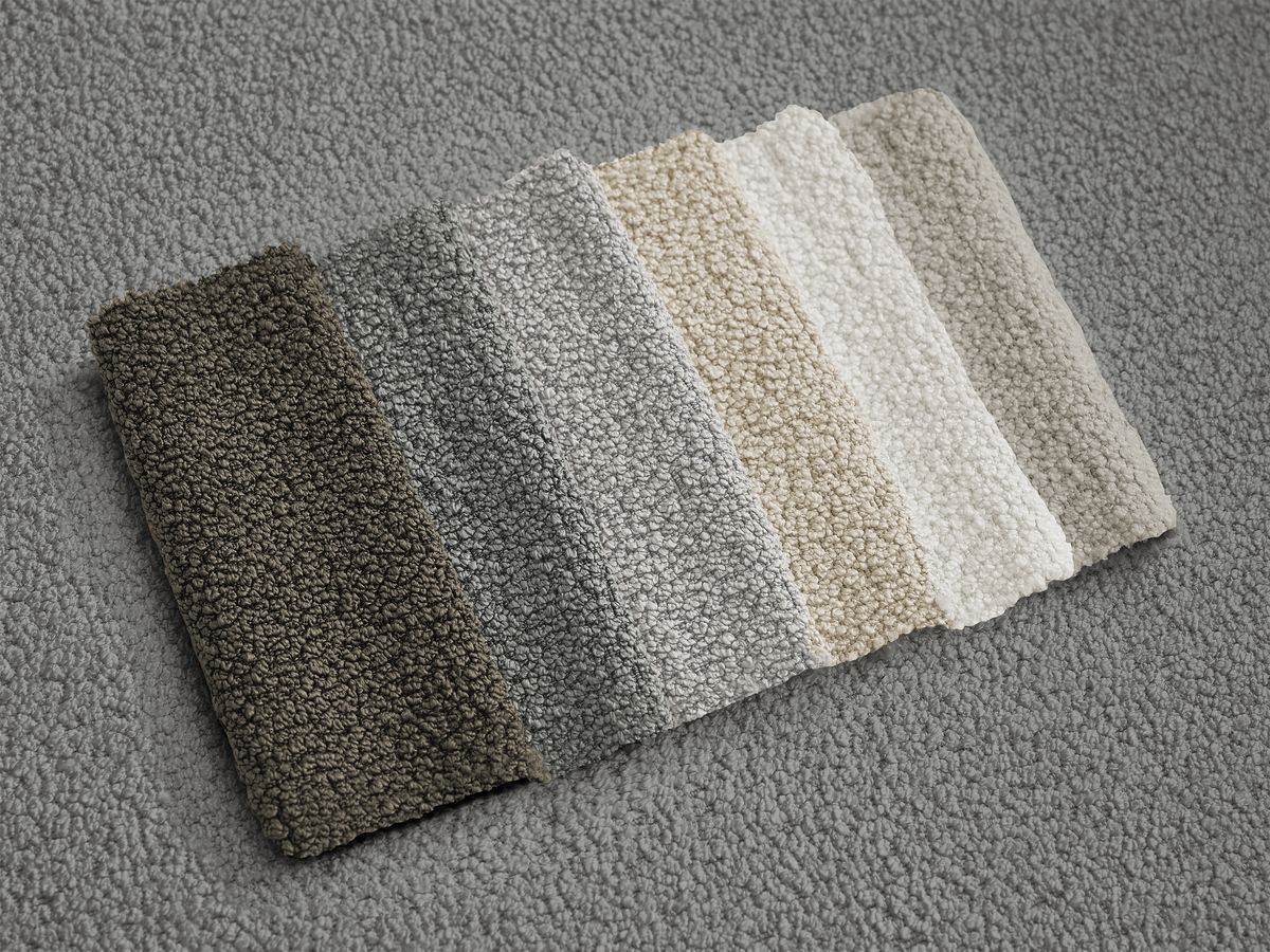 Pouf rond avec plateau HAYDEN tissu bouclette