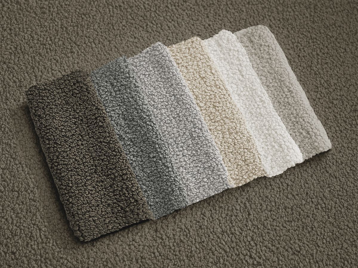 Pouf rond avec plateau HAYDEN tissu bouclette