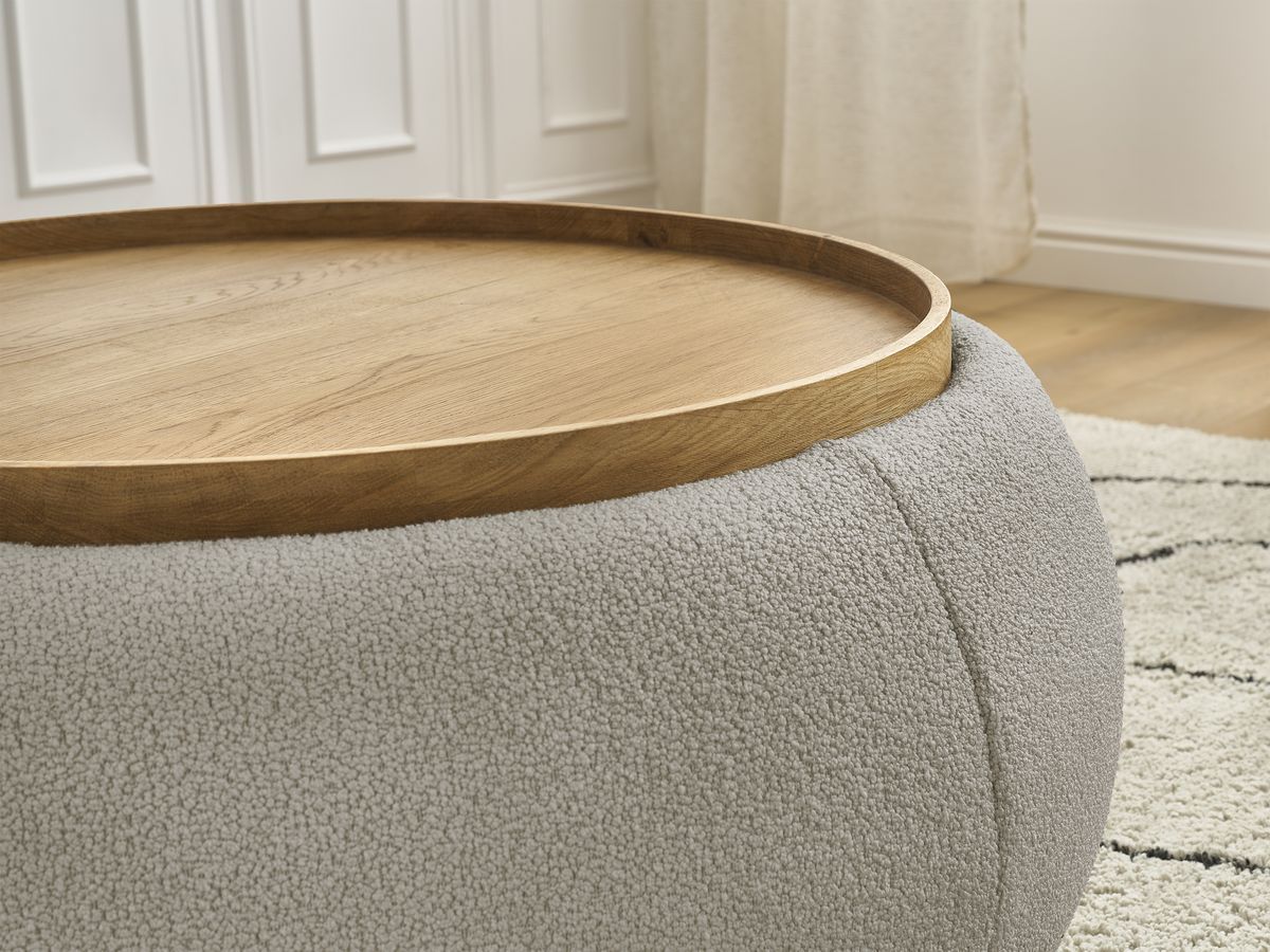 Ronde poef met HAYDEN badstof bovenkant