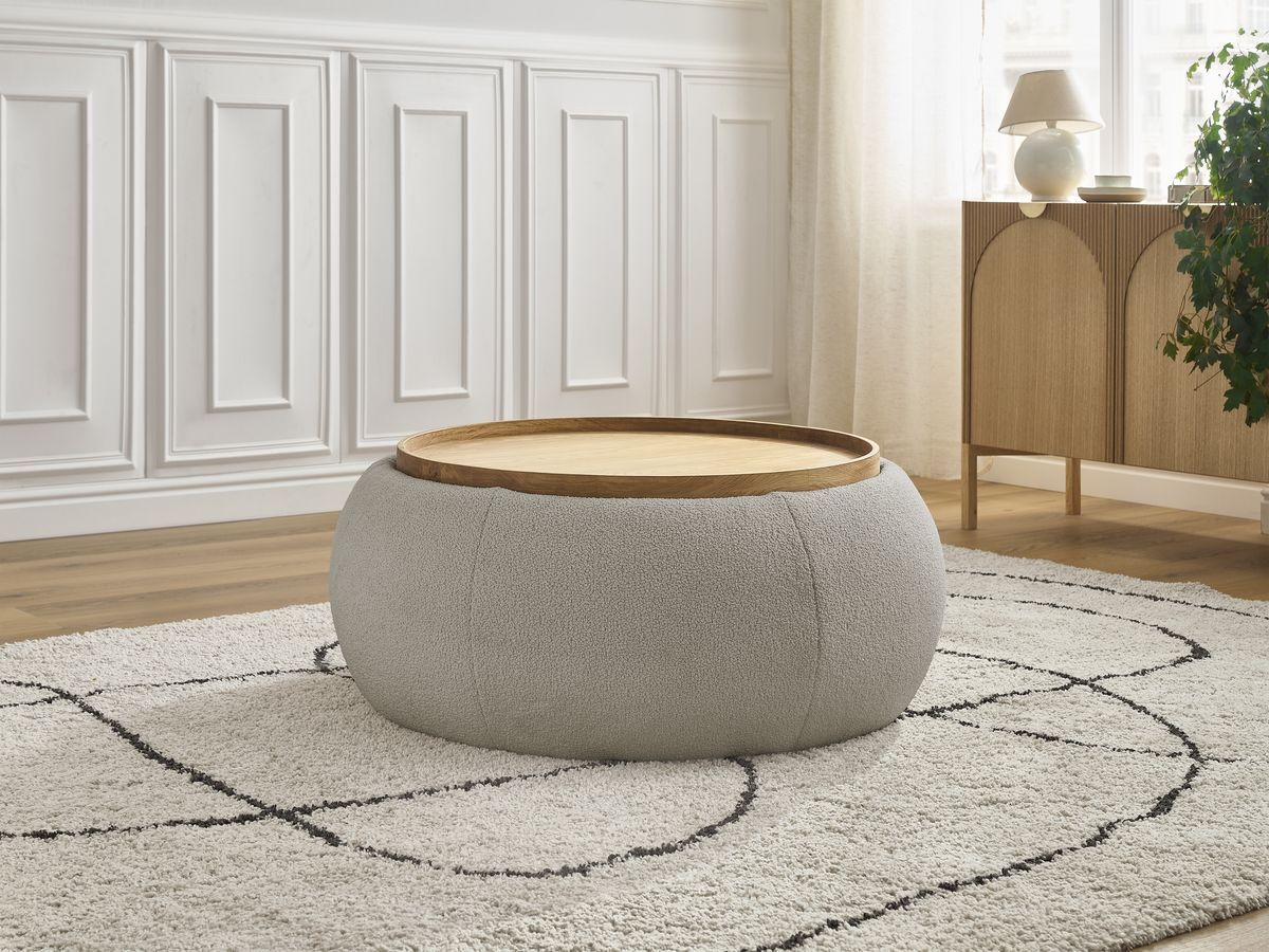 Ronde poef met HAYDEN badstof bovenkant