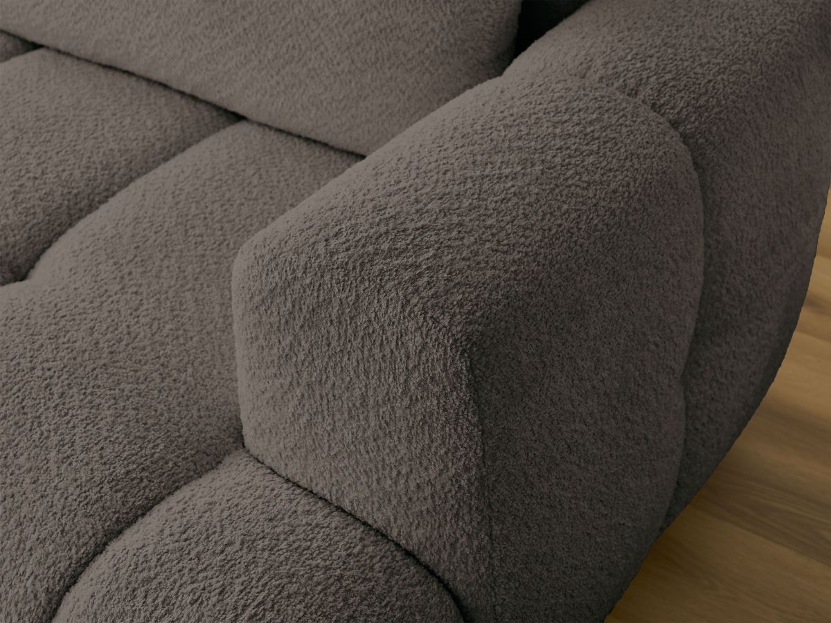Canapé d'angle convertible FUJI tissu bouclette avec pouf