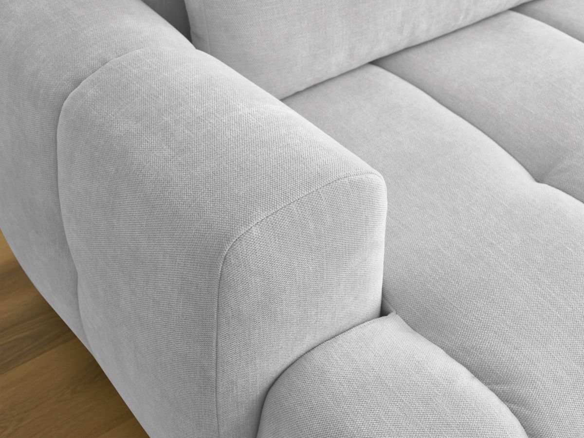 Canapé d'angle convertible FUJI tissu lisse avec pouf