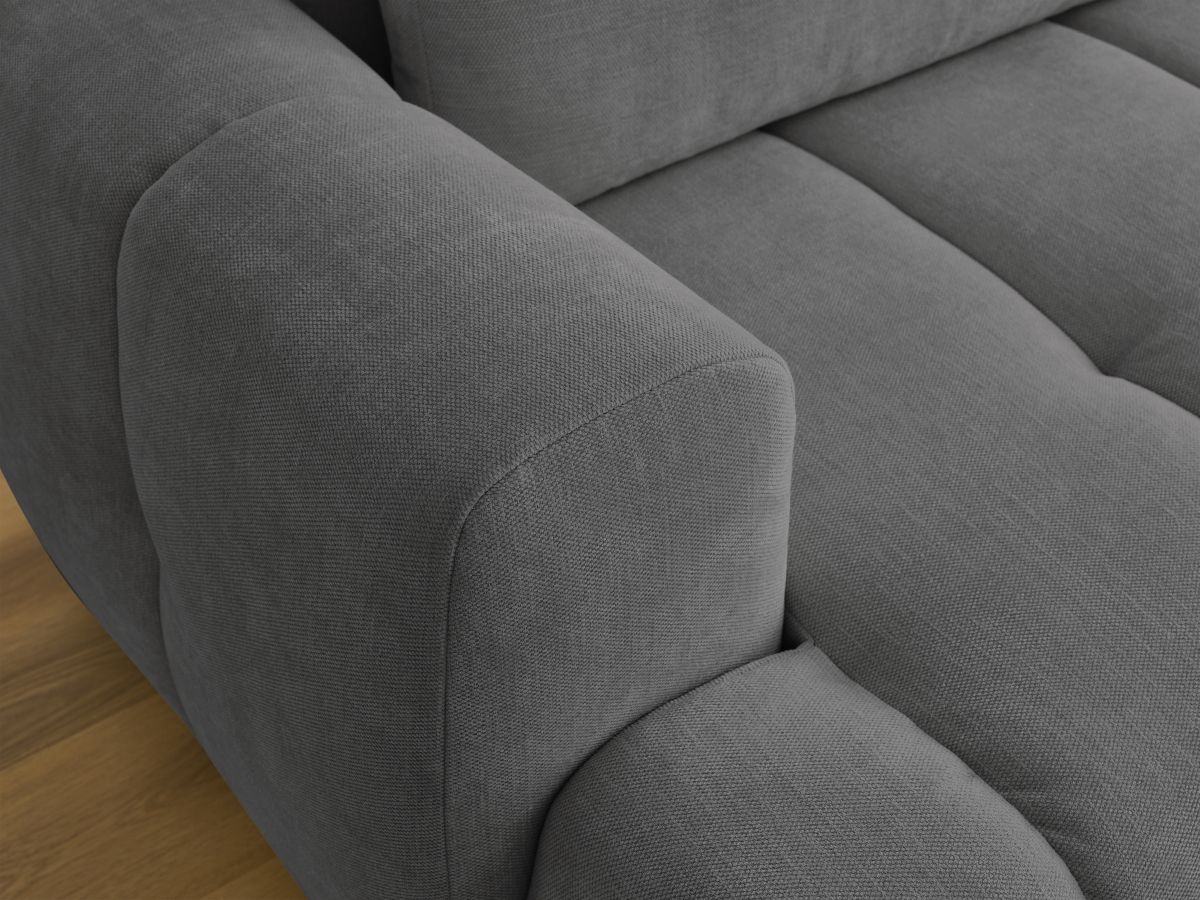 Canapé d'angle convertible FUJI tissu lisse avec pouf