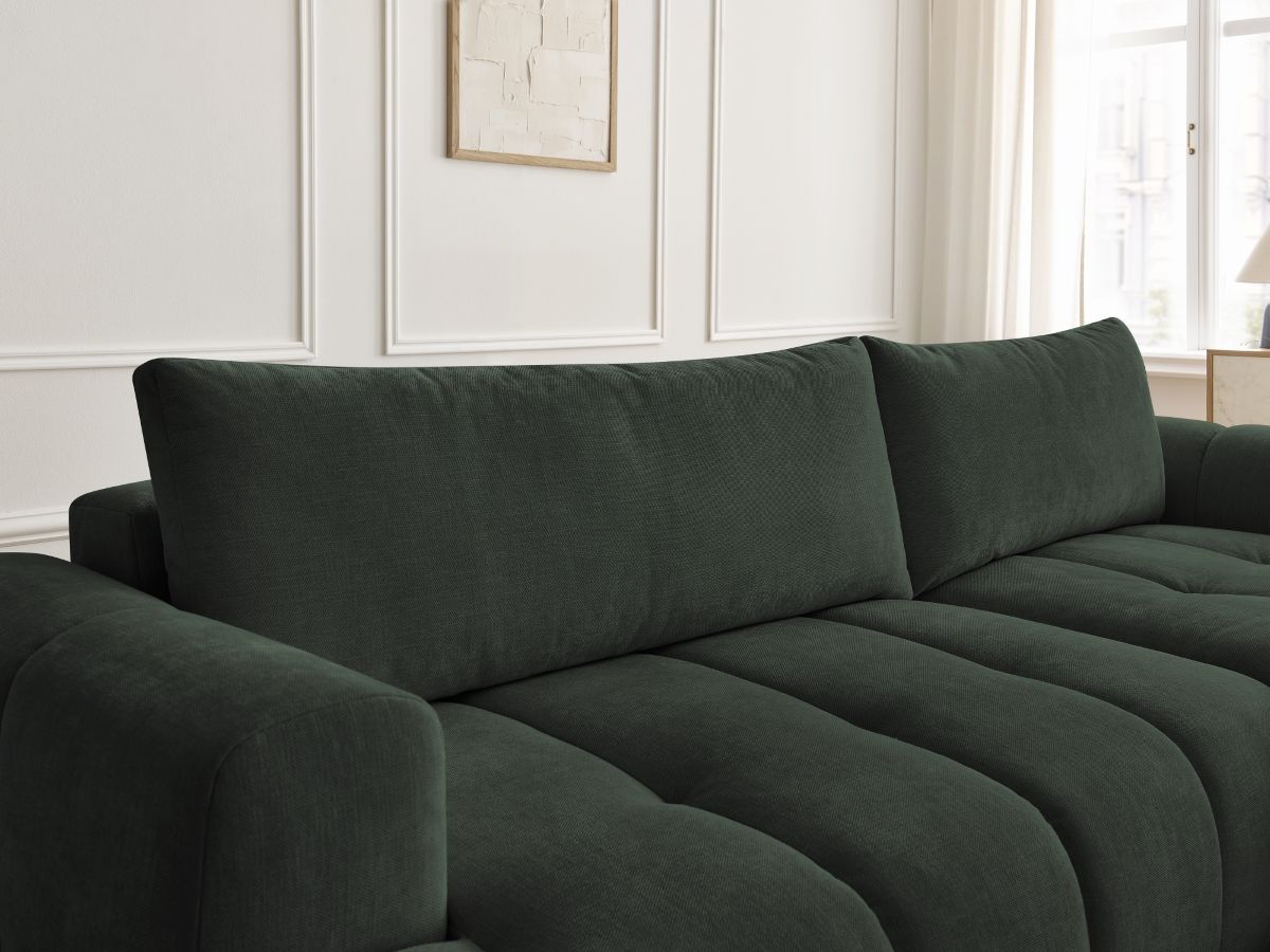 Canapé d'angle convertible FUJI tissu lisse avec pouf