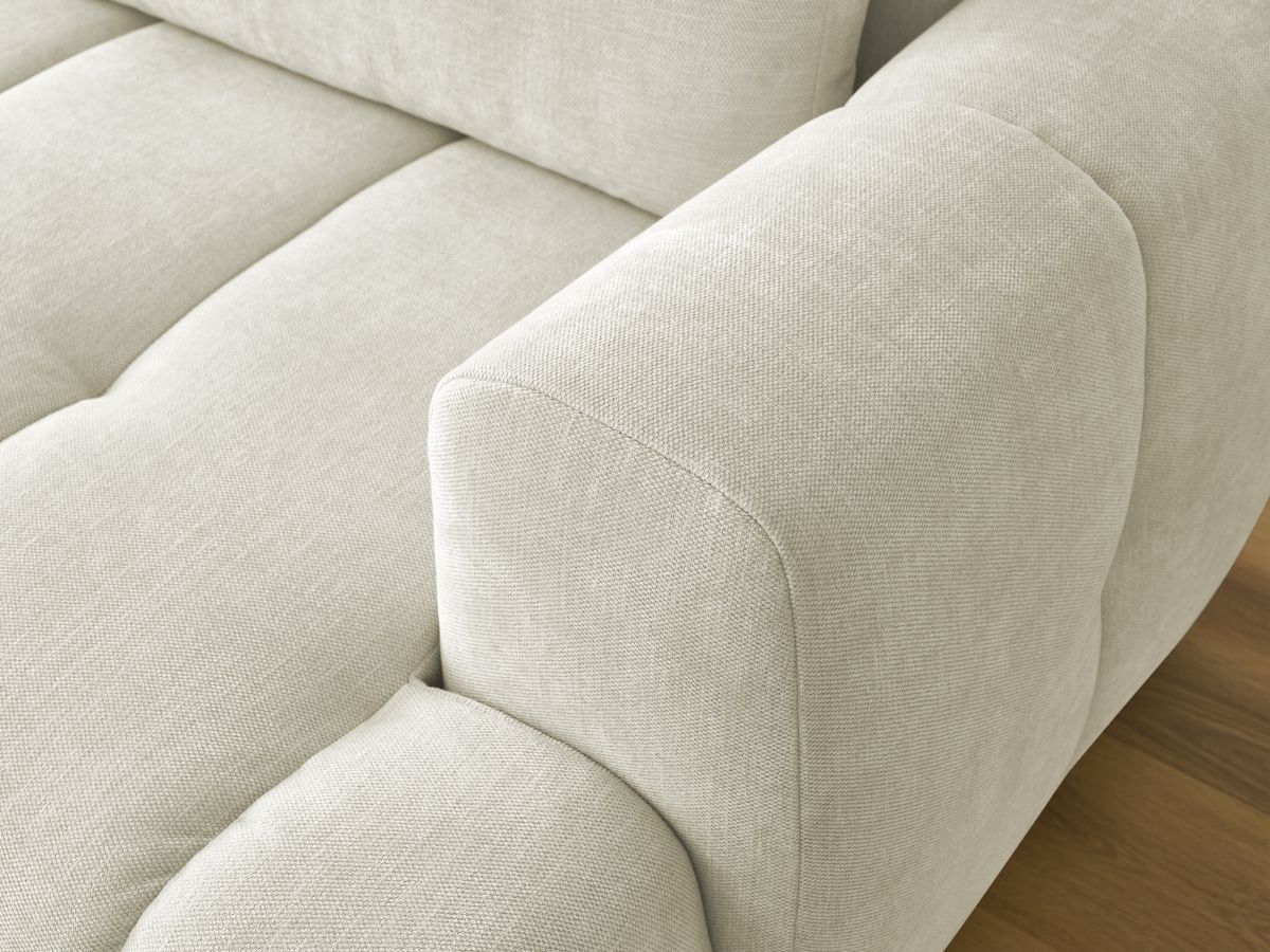 Canapé d'angle convertible FUJI tissu lisse avec pouf