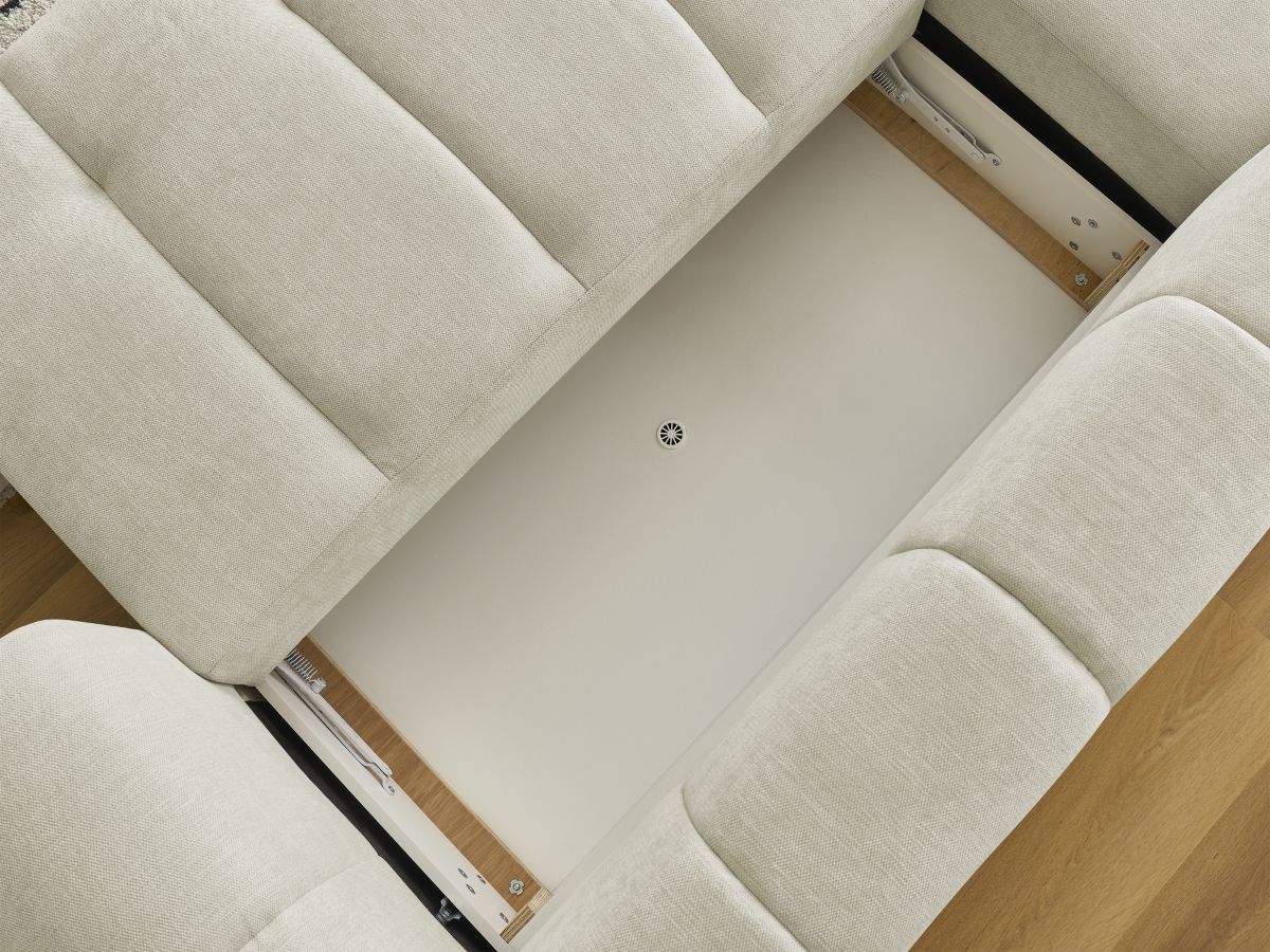 Canapé d'angle convertible FUJI tissu lisse avec pouf