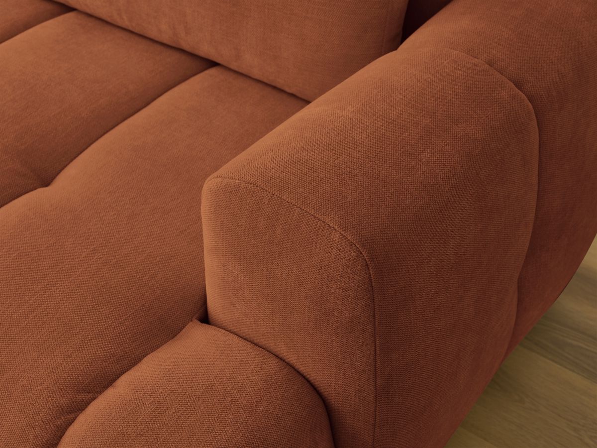 Canapé d'angle fixe EVEREST tissu chiné - Orange - Angle droit - 10 coussins