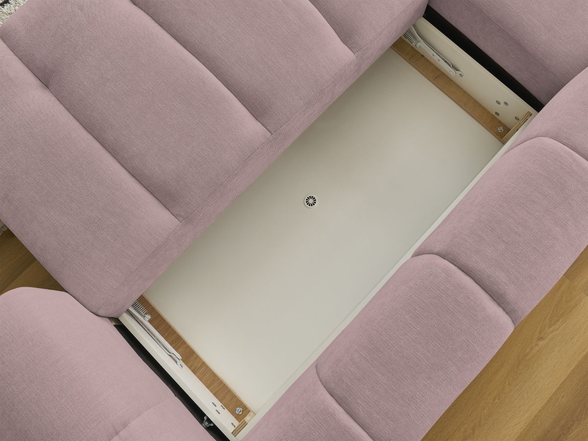 Canapé d'angle convertible FUJI tissu lisse avec pouf