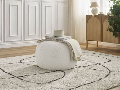 Pouf rond sans plateau HAYDEN tissu bouclette