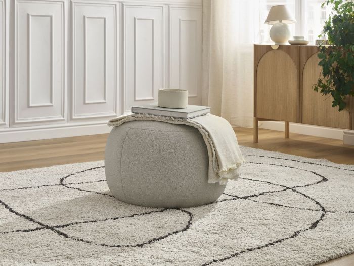 Pouf rond sans plateau HAYDEN tissu bouclette