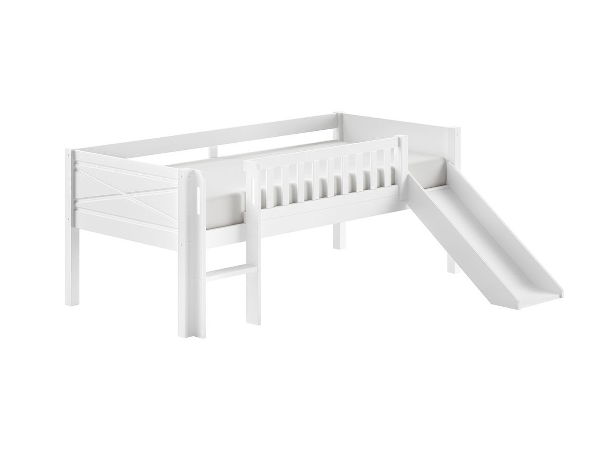 Lit mi-hauteur 70 x 140 cm MAE bois massif de pin avec toboggan