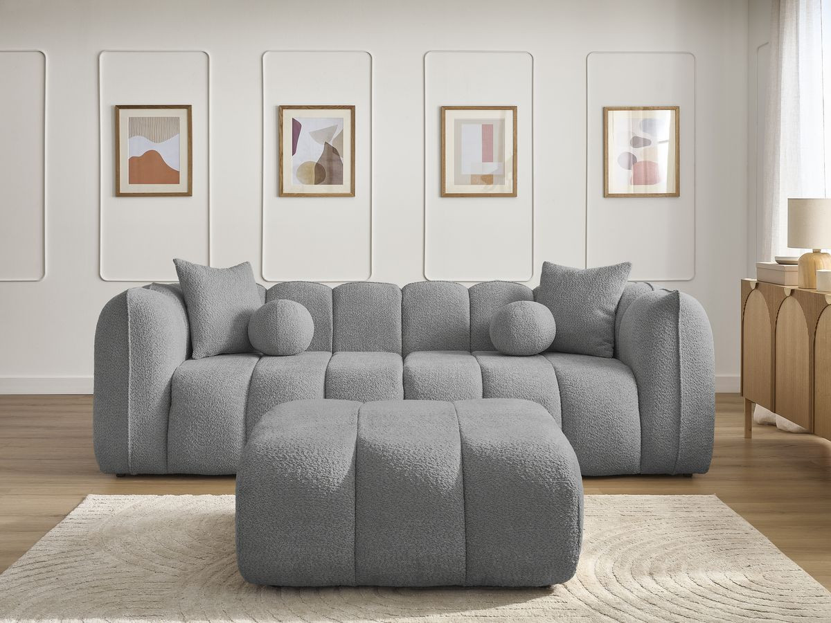 Canapé droit 3 places DENVER avec pouf gris clair — vue 5