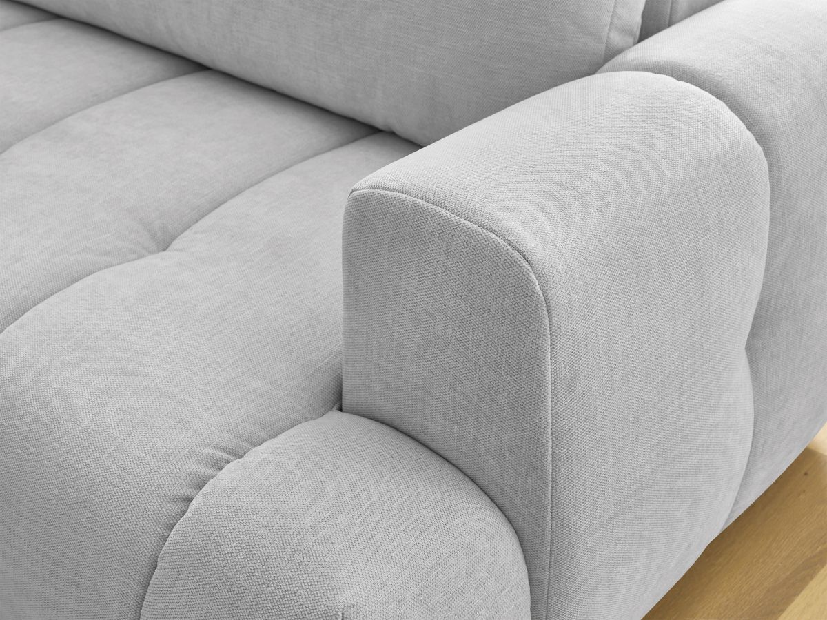 Canapé d'angle L convertible FUJI tissu lisse avec pouf