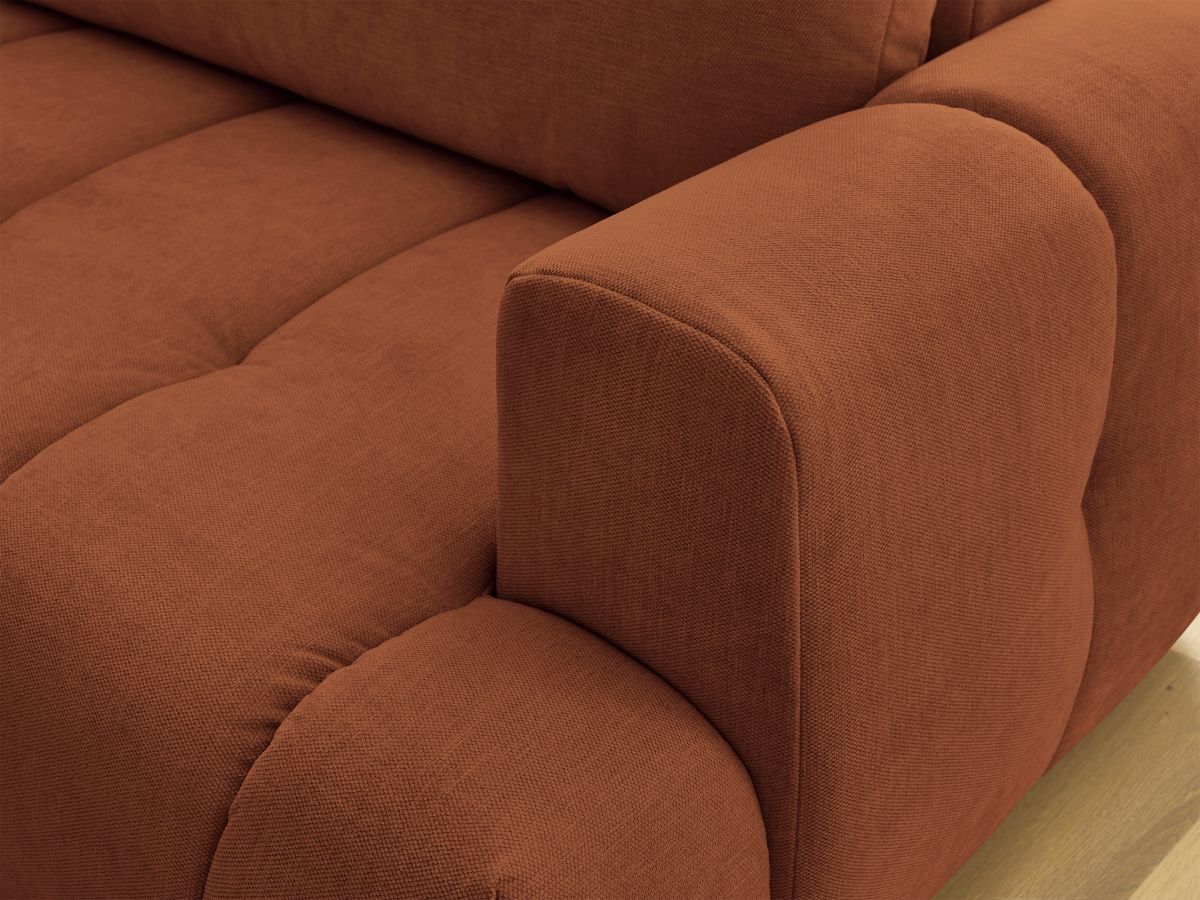 Canapé d'angle L convertible FUJI tissu lisse avec pouf