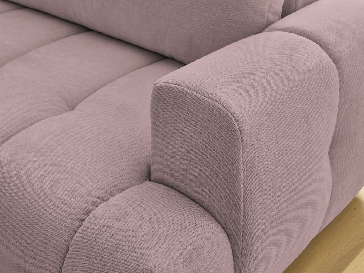 Canapé d'angle L convertible FUJI tissu lisse avec pouf