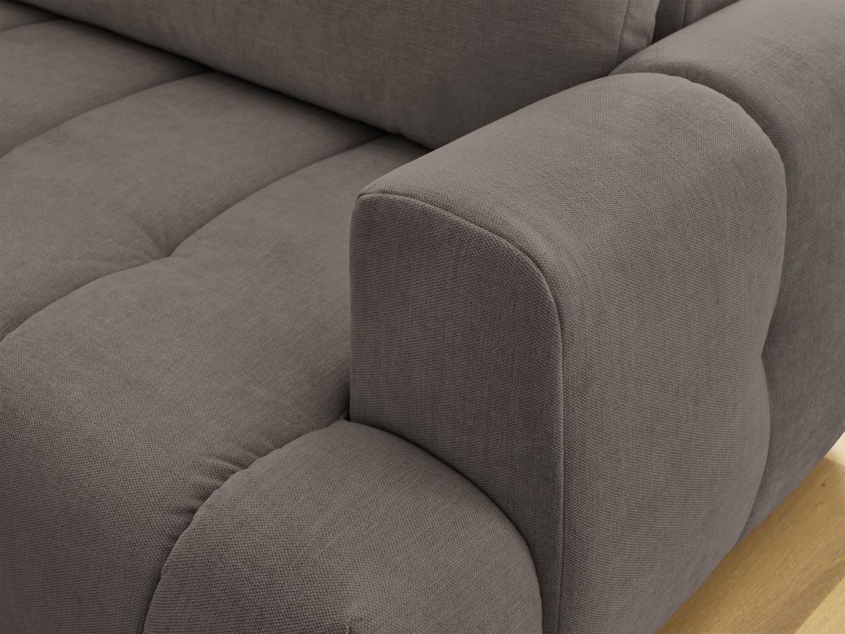 Canapé d'angle L convertible FUJI tissu lisse avec pouf