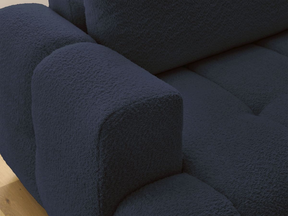 Canapé d'angle L convertible FUJI tissu bouclette avec pouf