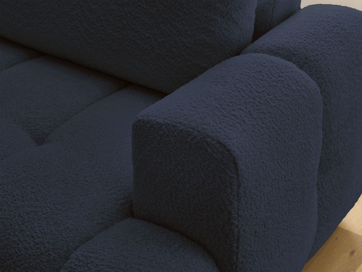Canapé d'angle L convertible FUJI tissu bouclette avec pouf