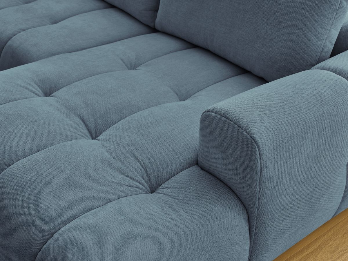 Canapé panoramique convertible FUJI tissu lisse avec pouf