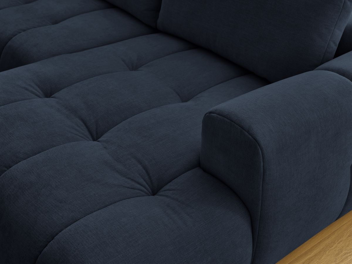 Canapé panoramique convertible FUJI tissu lisse avec pouf