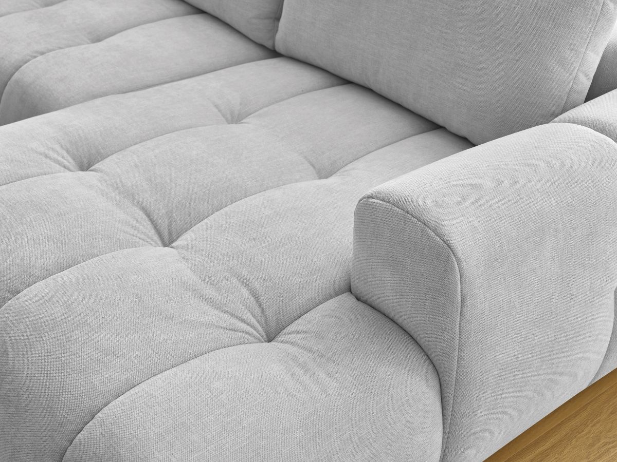 Canapé panoramique convertible FUJI tissu lisse avec pouf