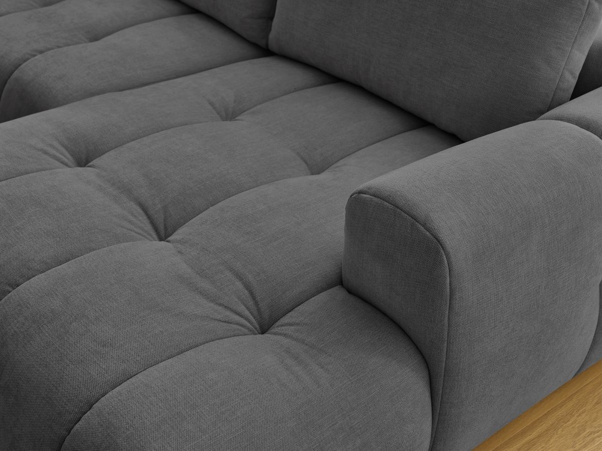Canapé panoramique convertible FUJI tissu lisse avec pouf