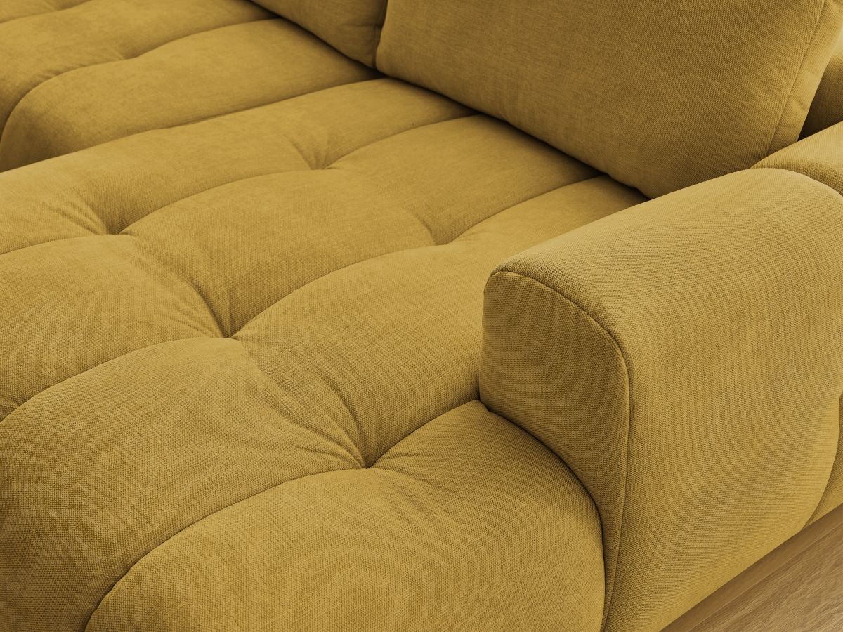 Canapé panoramique convertible FUJI tissu lisse avec pouf