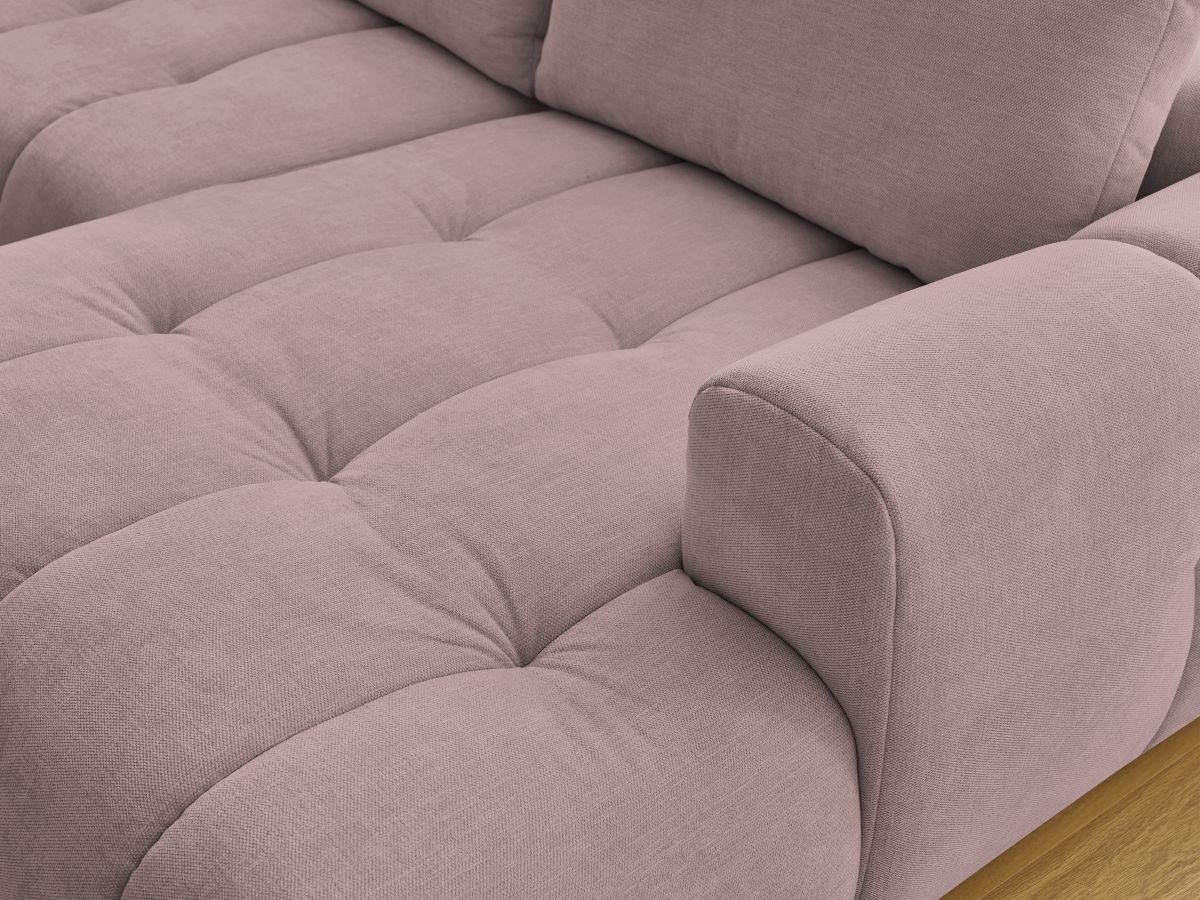 Canapé panoramique convertible FUJI tissu lisse avec pouf