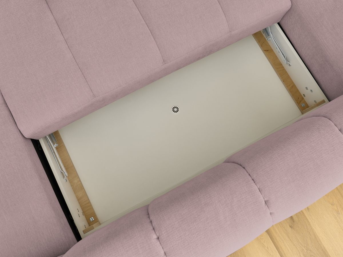 Canapé panoramique convertible FUJI tissu lisse avec pouf