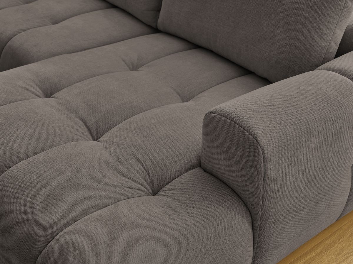 Canapé panoramique convertible FUJI tissu lisse avec pouf