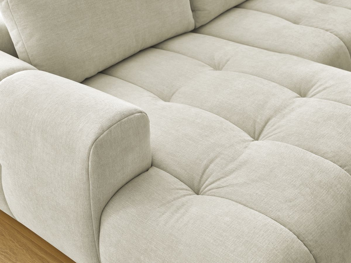 Canapé panoramique convertible FUJI tissu lisse avec pouf