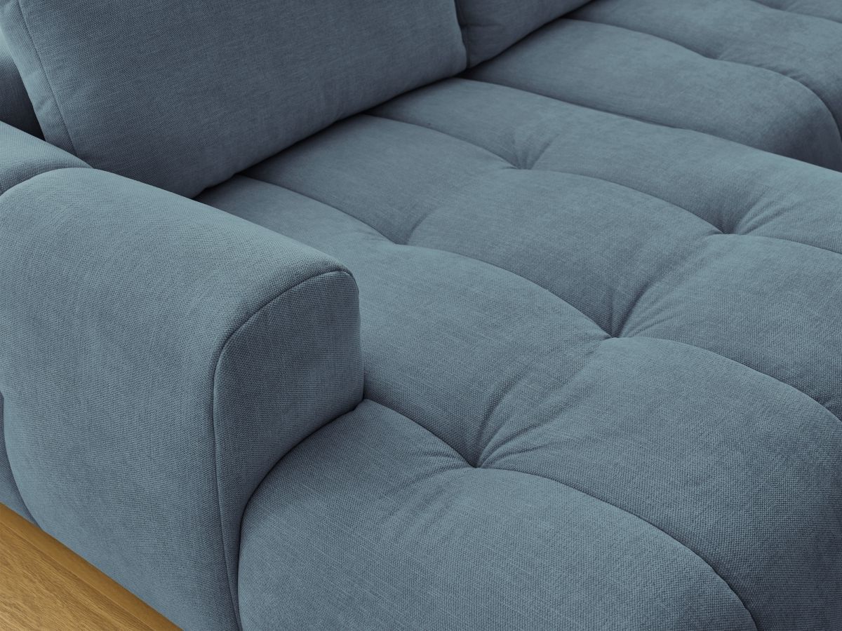 Canapé panoramique convertible FUJI tissu lisse avec pouf