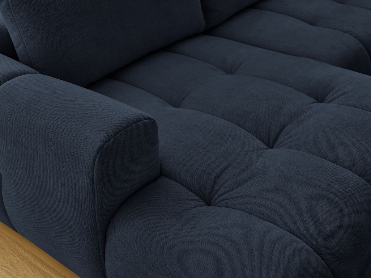 Canapé panoramique convertible FUJI tissu lisse avec pouf