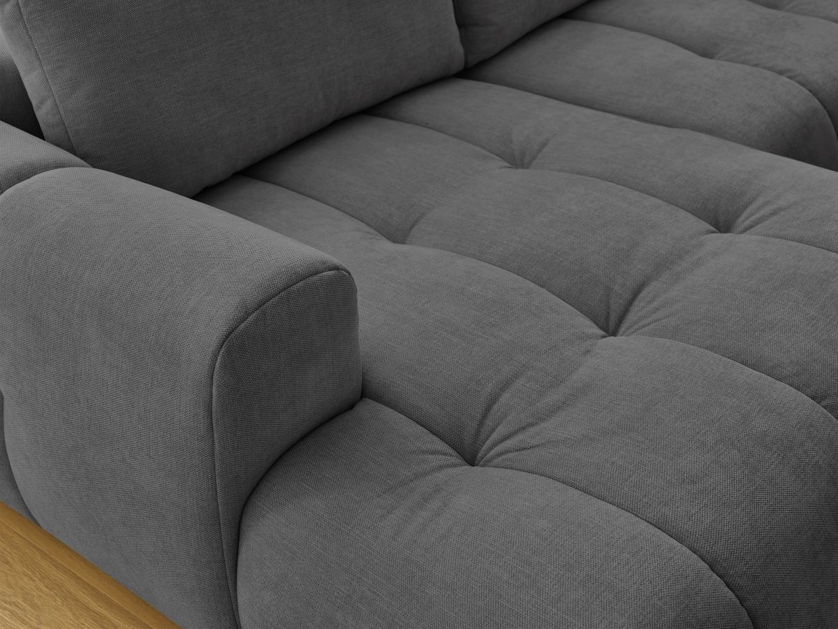 Canapé panoramique convertible FUJI tissu lisse avec pouf