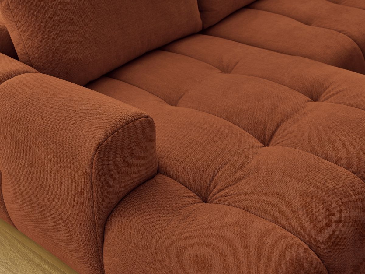 Canapé panoramique convertible FUJI tissu lisse avec pouf