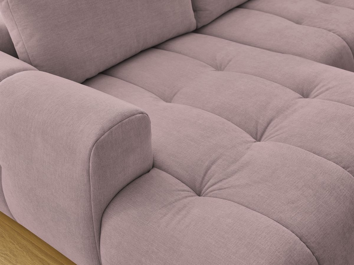 Canapé panoramique convertible FUJI tissu lisse avec pouf