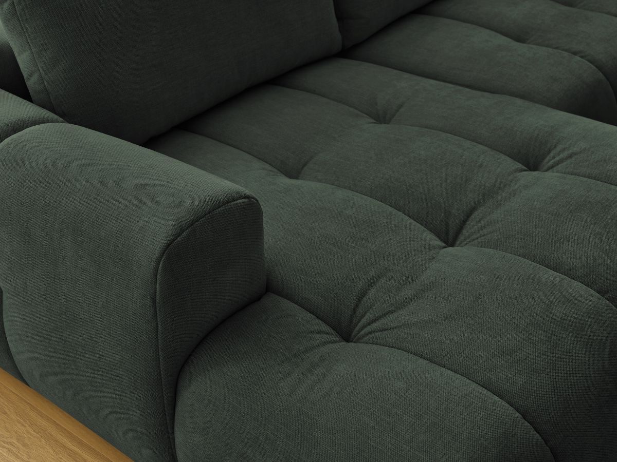Canapé panoramique convertible FUJI tissu lisse avec pouf