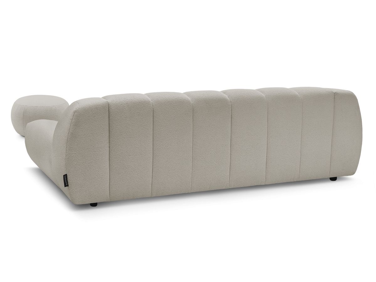 Canapé droit fixe 3 places HAYDEN tissu bouclette avec pouf grand