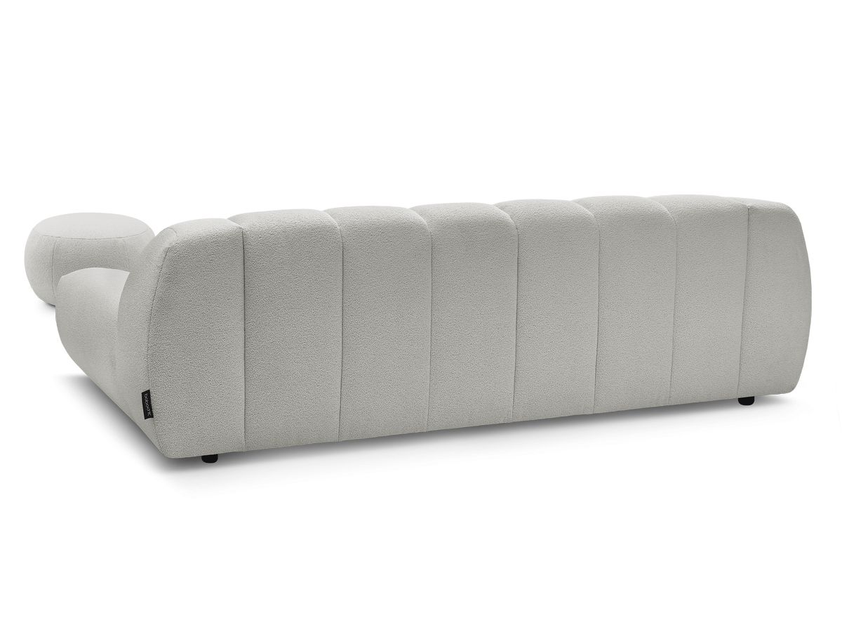 Canapé droit fixe 3 places HAYDEN tissu bouclette avec pouf grand
