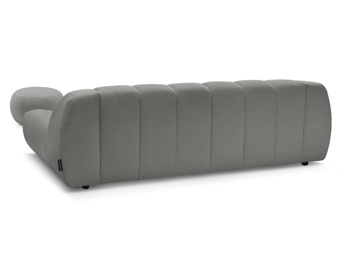 Canapé droit fixe 3 places HAYDEN tissu bouclette avec pouf grand