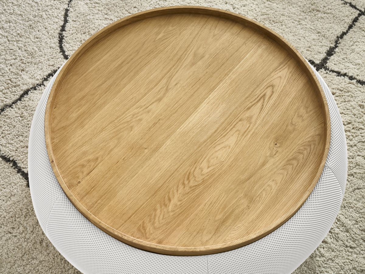 Ronde poef met HAYDEN mesh stoffen blad