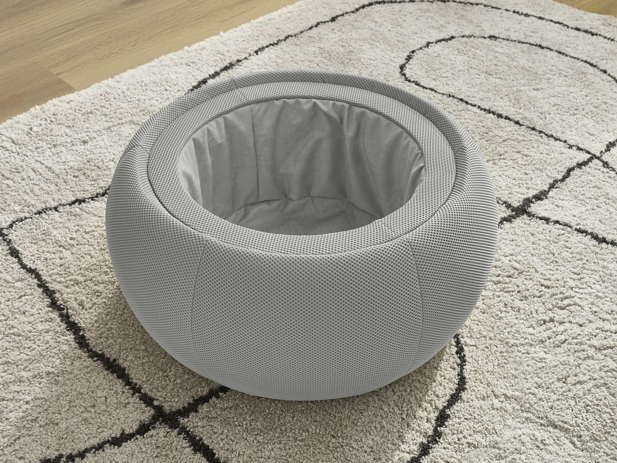 Pouf rond avec plateau HAYDEN tissu mesh