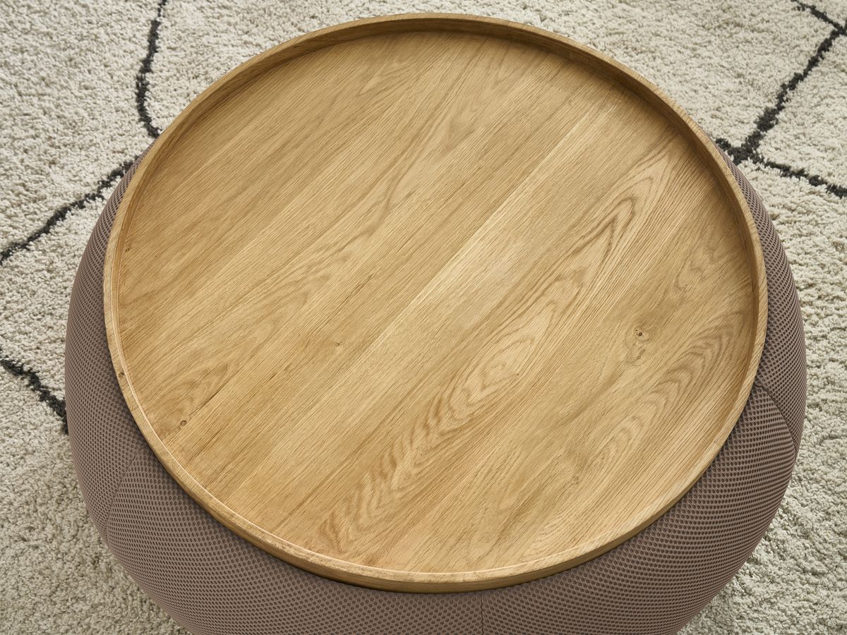Ronde poef met HAYDEN mesh stoffen blad