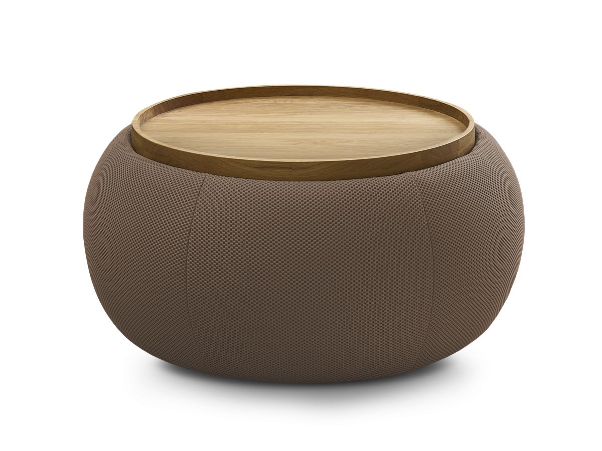 Pouf rond avec plateau HAYDEN tissu mesh