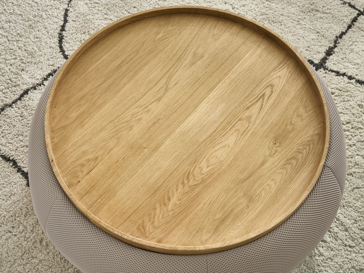 Ronde poef met HAYDEN mesh stoffen blad