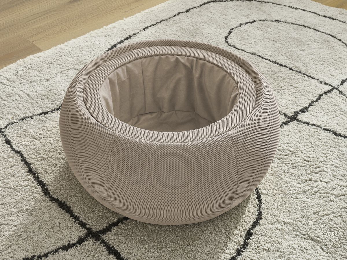 Pouf rond avec plateau HAYDEN tissu mesh