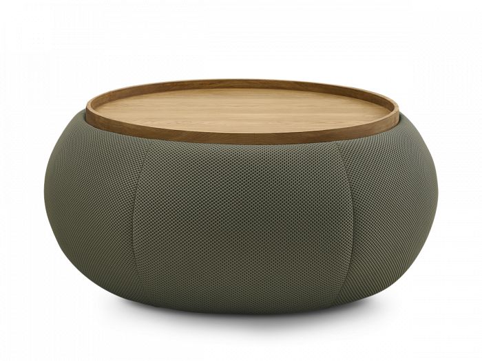 Pouf rond avec plateau HAYDEN tissu mesh